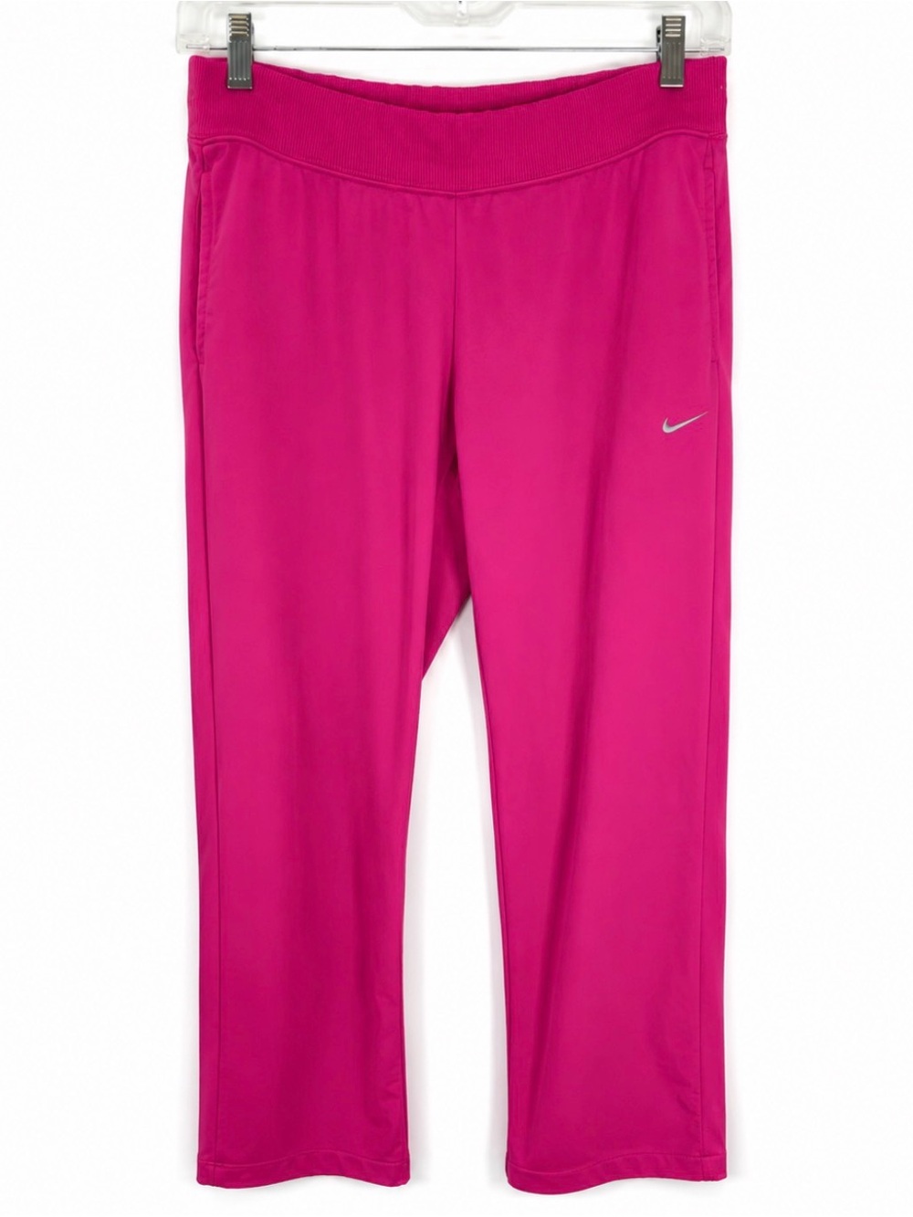 Nike Hot Pink Athletic Pants with Silver Swoosh workout size medium logo gym